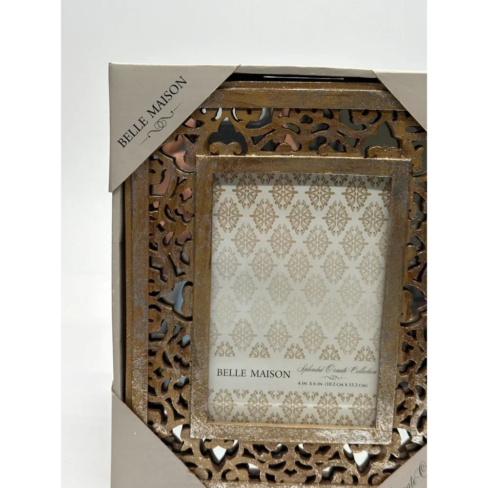 Belle Maison Splendid Ornate Collection 4x6 Picture Frame Bronze Silver Filigree